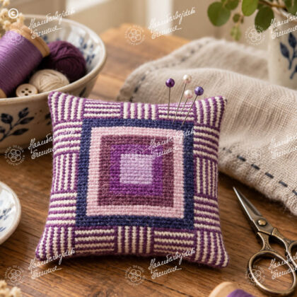 19-6829,02 Kvadrat - nålepude - lilla - Edith Hansen (EH)