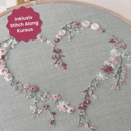 Broderet Blomsterranke Stitch Along