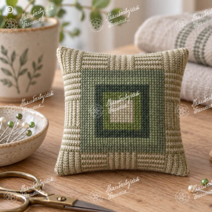 19-6829,04 Kvadrat - nålepude - grøn - Edith Hansen (EH)