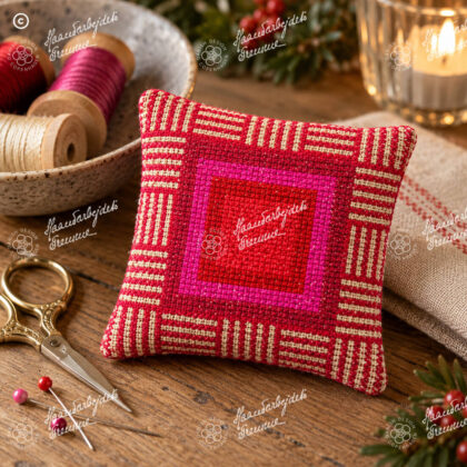 19-6829 Kvadrat - nålepude - rød - Edith Hansen (EH)